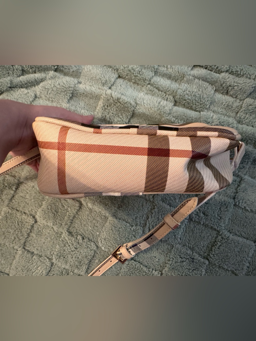 <Sept Miracle> Plaid Crossbody Bag in Beige and Brown - Designer Style - Picture 4 of 8